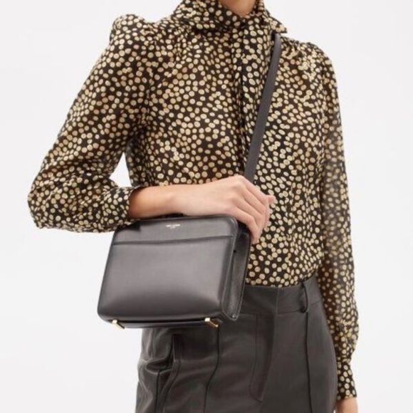 Shoulder Reversed Black Leather Cross Body Bag - Picture 2 of 9